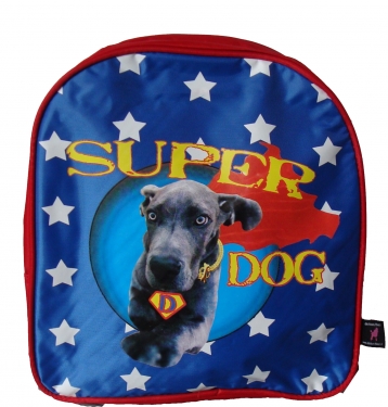 Rugzak de Kunstboer super dog blauw met sterren rugzak